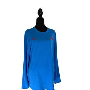 Nike Ole Miss Blue Long Sleeve Crewneck Pullover Activewear Shirt Size M
